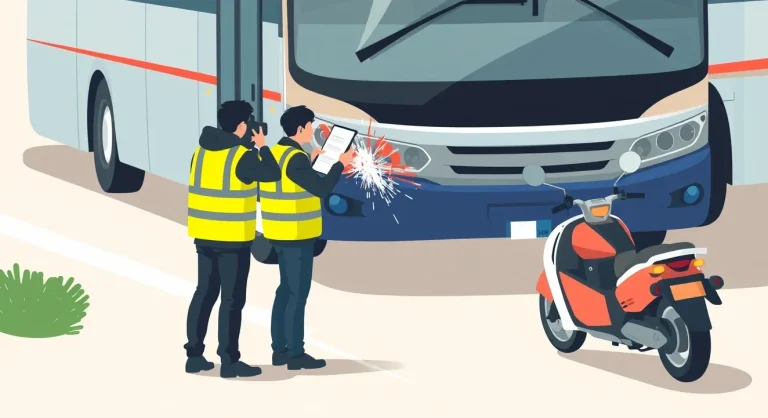 Moderný diaľkový autobus zaparkovaný pred odchodom na linku