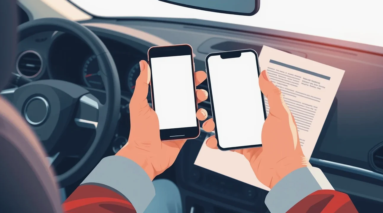 Mestská cestná premávka s osobnými automobilmi a prívesným vozíkom na ceste