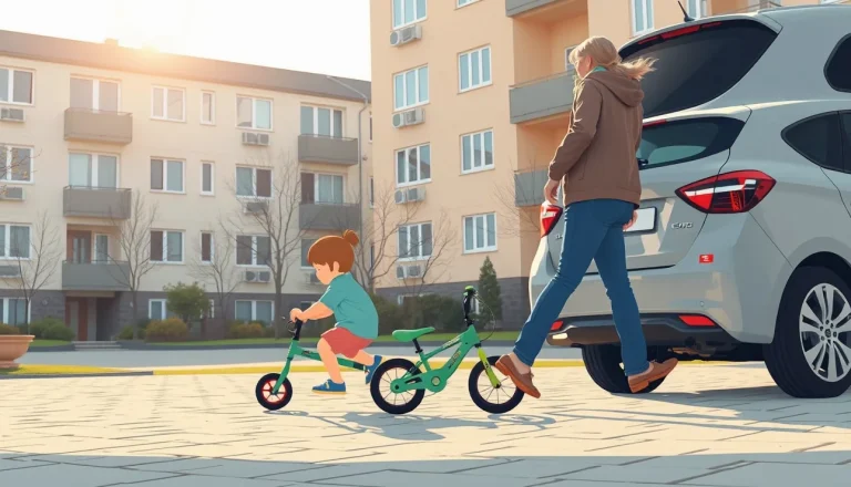 Poškodený bočný blatník a spätné zrkadlo osobného auta po kolízii s bicyklom v meste
