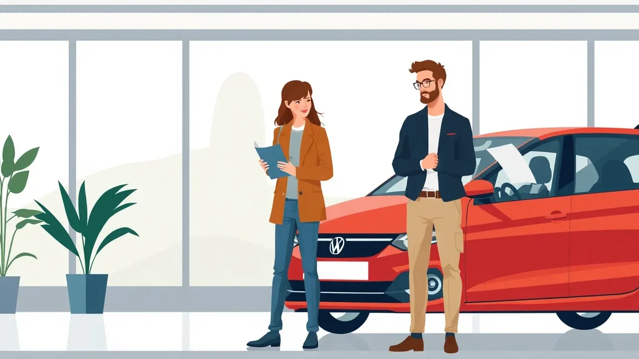 Nový osobný automobil zaparkovaný pred autosalónom po prevzatí majiteľom