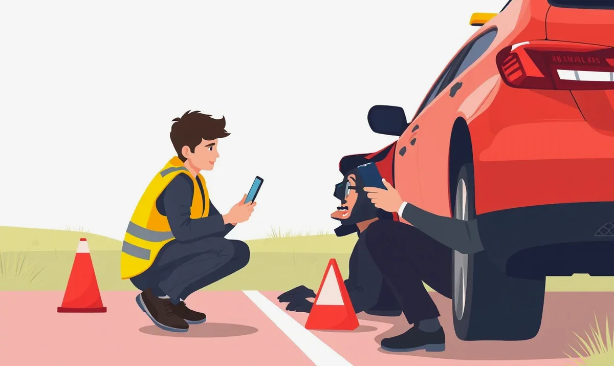 Prasklina na čelnom skle automobilu spôsobená odleteným kamienkom