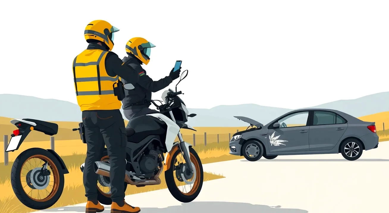 Vodič motocykla kontroluje osvedčenie o evidencii vozidla pred jazdou