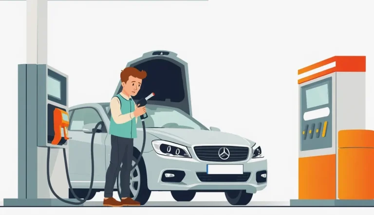 Mechanik v autoservise odborne odčerpáva nesprávne palivo z nádrže osobného auta