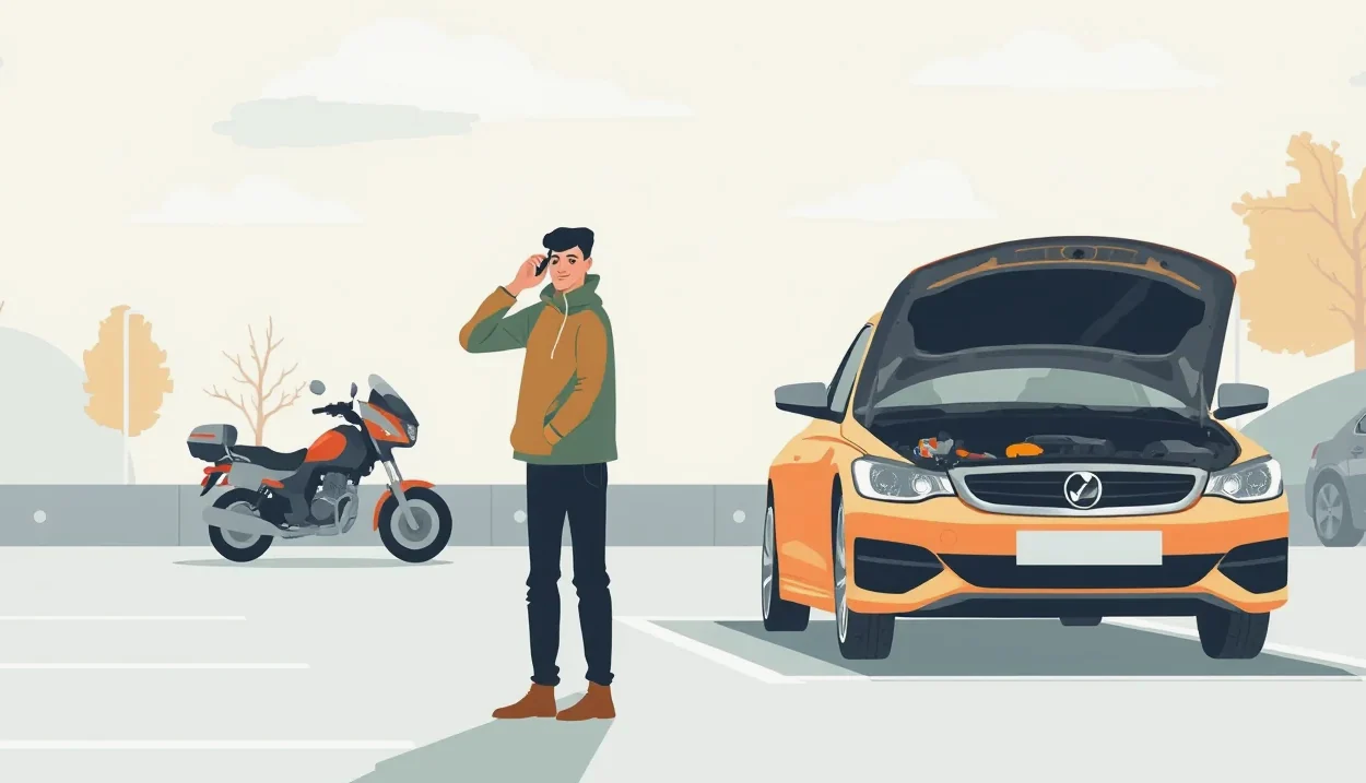Odstavený osobný automobil s defektom pneumatiky a parkovacou papučou na mestskej ulici