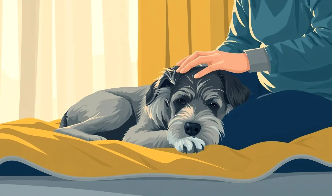 Veterinárny lekár kontroluje čítačkou mikročip na krku psa