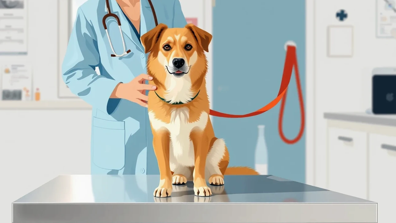 Mladý majiteľ psa kontroluje faktúru za veterinárne ošetrenie