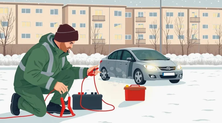 Zasnežené osobné auto s námrazou na prednom skle na horskej ceste
