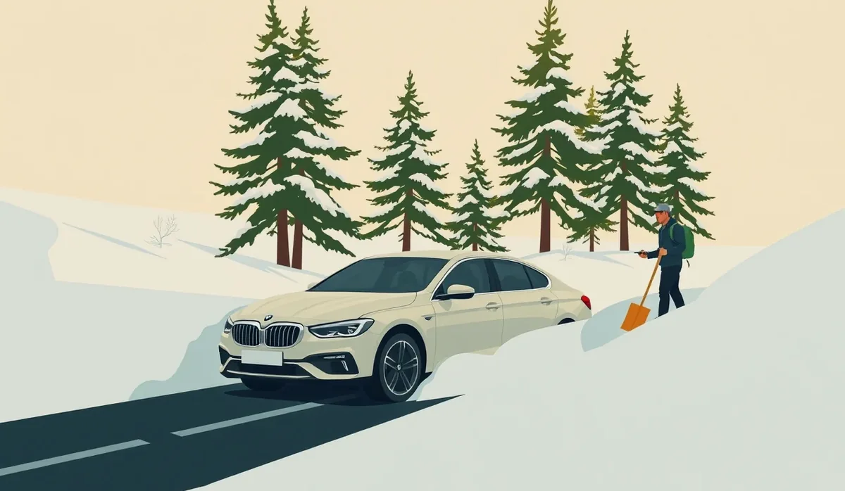 Prasklina na čelnom skle automobilu spôsobená odleteným kamienkom zo zimného posypu