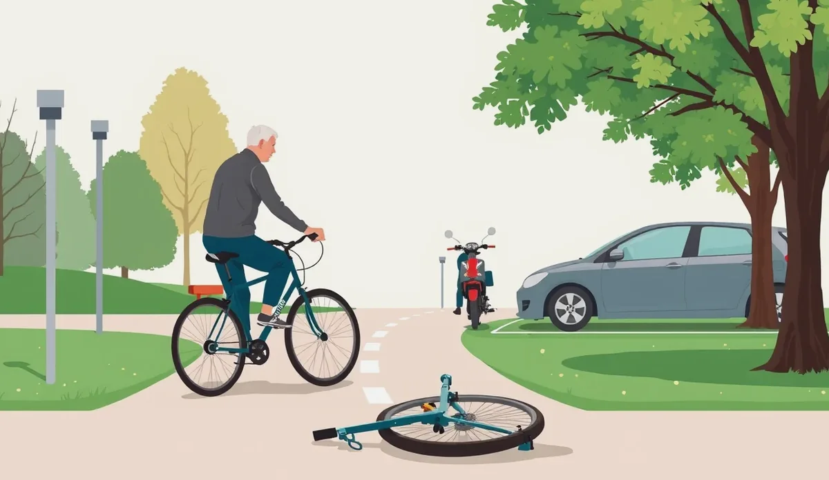 Zrážka cyklistu na e-bicykli s predným nárazníkom osobného automobilu
