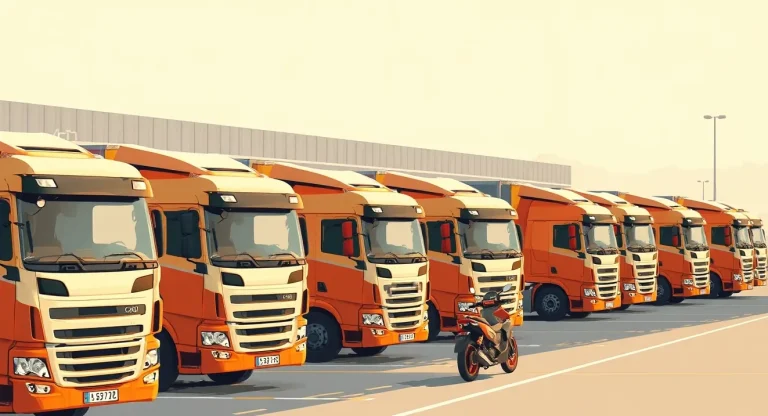 Odstavený nákladný automobil v priemyselnom areáli pred kontrolou technického stavu
