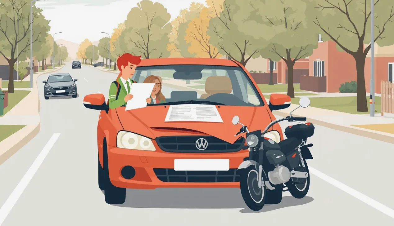 Vodiči vypĺňajú európsky záznam o dopravnej nehode pri poškodenom automobile